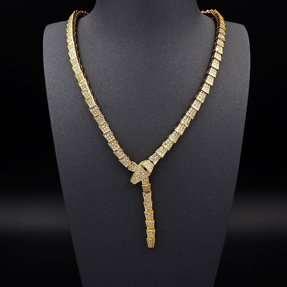 18K BVLGARI Serpenti Viper Full Pave Diamonds Necklace