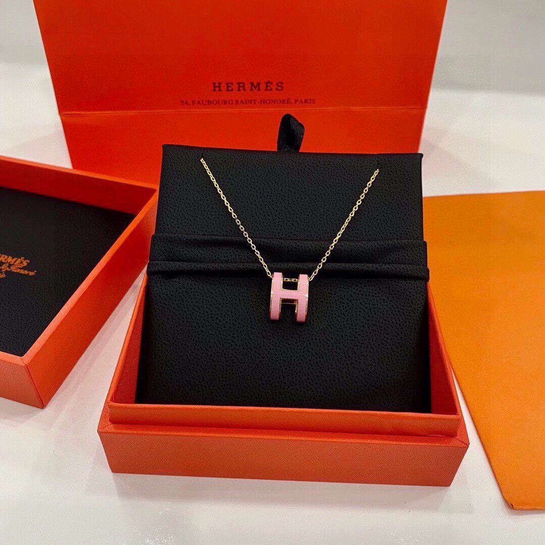 18K Mini Pop Hermes Pink Necklace